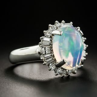 Estate 4.55 Carat Opal Cabochon and Diamond Ring