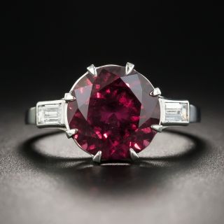 Estate 4.57 Carat Rhodolite Garnet Platinum and Diamond Ring - 2
