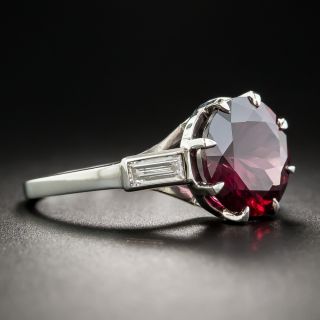 Estate 4.57 Carat Rhodolite Garnet Platinum and Diamond Ring