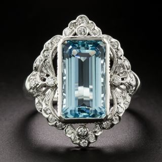 Estate 4.59 Carat Aquamarine and Diamond Ring - 3