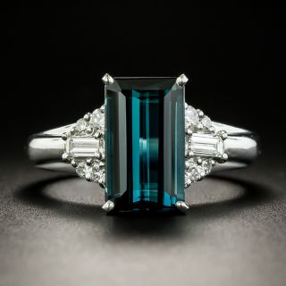 Estate 4.59 Carat Indicolite Tourmaline and Diamond Ring - 2