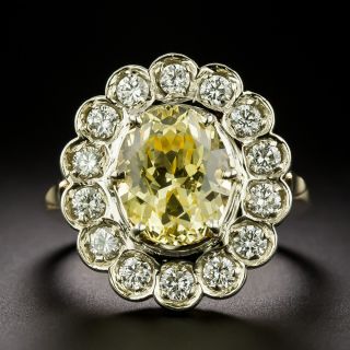 Estate 4.65 Carat Yellow Sapphire and Diamond Ring - GIA - 3