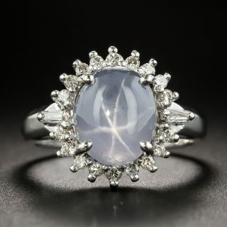Estate 4.69 Carat Star Sapphire and Diamond Halo Ring - 2