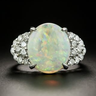 Estate 4.71 Carat Opal Cabochon and Diamond Ring  - 1