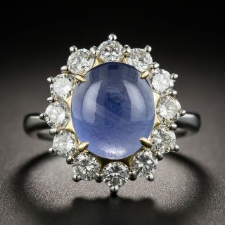 Estate 4.75 Carat Star Sapphire Platinum Diamond Ring 