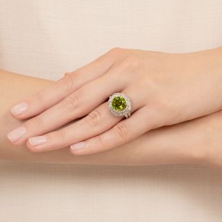Estate 4.81 Carat Peridot and Diamond Swirl Ring