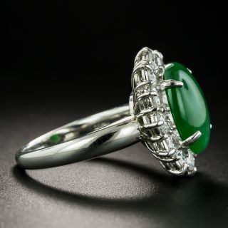 Estate 4.85 Carat Burmese Jade Cabochon and Diamond Ring