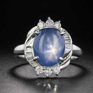 Estate 4.85 Carat Star Sapphire and Diamond Swirl Ring - 3