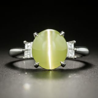 Estate 4.87 Carat Cat's Eye Chrysoberyl and Diamond Ring - 2