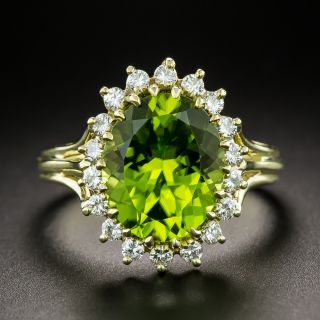 Estate 4.95 Carat Peridot and Diamond Ring - 7