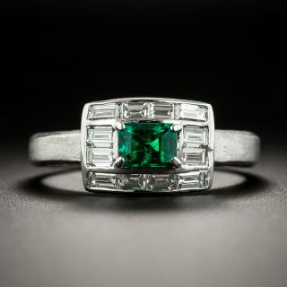 Estate .42 Carat Emerald and Diamond Ring - 1