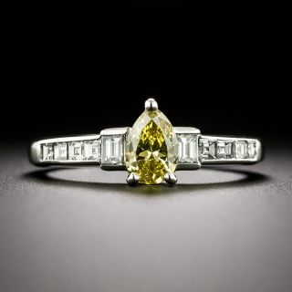 Estate .47 Carat Fancy Yellow Diamond Ring - 3