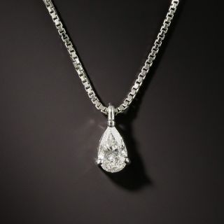 Estate .47 Carat Pear Shape Diamond Platinum Drop - 2