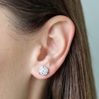 Estate 5.00 Carat Total Weight Diamond Stud Earrings - GIA J SI1/SI2