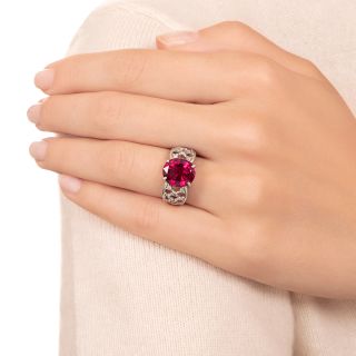 Estate 5.02 Carat Rubellite Tourmaline and Diamond Ring