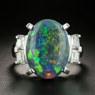 Estate 5.03 Carat Black Opal and Diamond Ring - 1