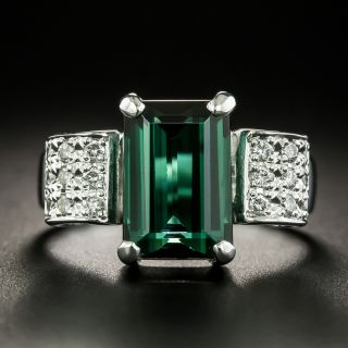 Estate 5.04 Carat Green Tourmaline and Diamond Ring - 1