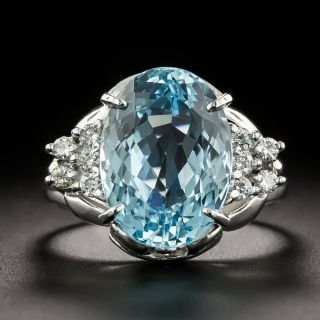 Estate 5.09 Carat Aquamarine and Diamond Ring - 2