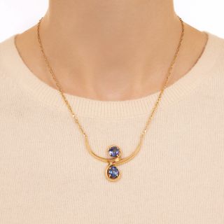 Estate 5.30 Carat Double Sapphire Swirl Necklace 