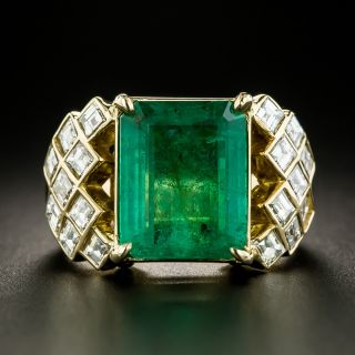 Estate 5.31 Carat Colombian Emerald and Diamond Ring - GIA - 2