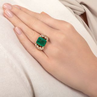 Estate 5.31 Carat Colombian Emerald and Diamond Ring - GIA