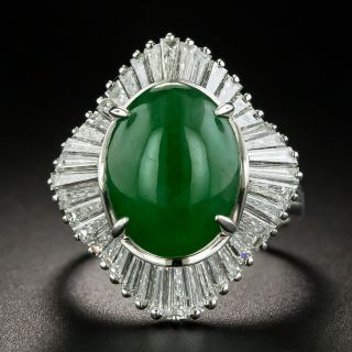 Estate 5.33 Carat Burmese Jade and Diamond Ballerina Ring - 1