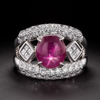Estate 5.33 Carat Star Ruby and Diamond Ring - 1