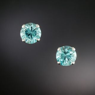 Estate 5.34 Carat Blue Zircon Stud Earrings - 3