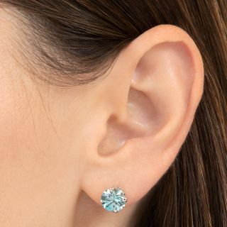Estate 5.34 Carat Blue Zircon Stud Earrings