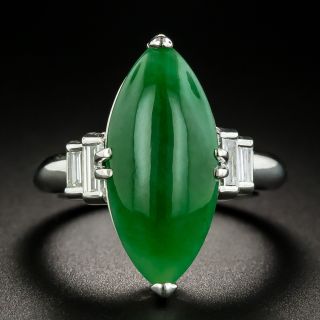 Estate 5.45 Carat Burmese Jade and Diamond Ring - 1