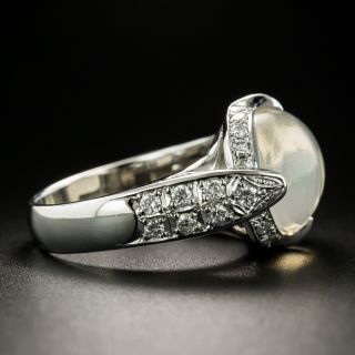 Estate 5.47 Carat Jelly Opal Cabochon and Diamond Ring 