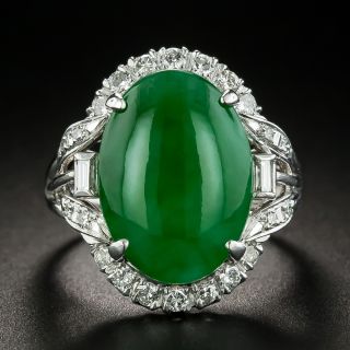 Estate 5.50 Carat Burmese Jade and Diamond Ring - 1