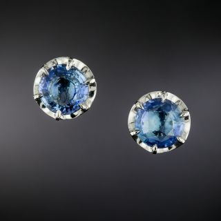 Estate 5.56 Carat No-Heat Ceylon Sapphire Stud Earrings - 1