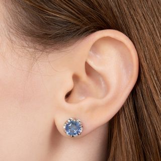 Estate 5.56 Carat No-Heat Ceylon Sapphire Stud Earrings