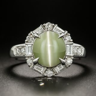 Estate 5.58 Carat Cat's-Eye Chrysoberyl and Diamond Ring - 2