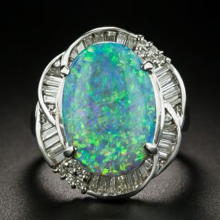 Estate 5.63 Carat Black Opal and Diamond Rings - 1