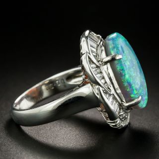 Estate 5.63 Carat Black Opal and Diamond Rings