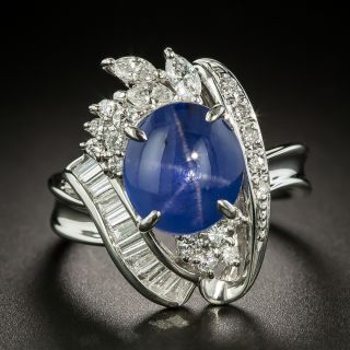 Estate 5.63 Carat Star Sapphire and Diamond Ring - 1