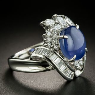 Estate 5.63 Carat Star Sapphire and Diamond Ring