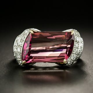 Estate 5.86 Carat Pink Tourmaline and Diamond Ring - 3