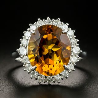 Estate 5.93 Carat Citrine and Diamond Halo Ring - 1