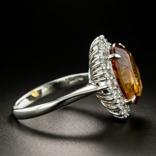 Estate 5.93 Carat Citrine and Diamond Halo Ring