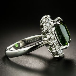 Estate 5.99 Carat Green Tourmaline and Diamond Halo Ring