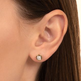 Estate .50 Carat Diamond Two-Tone Ear Studs
