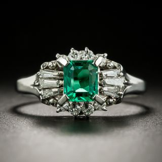 Estate .50 Carat Emerald and Baguette Diamond Ring - 2
