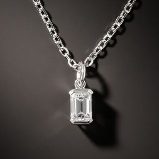 Estate .50 Carat Emerald-Cut Diamond Pendant - 3