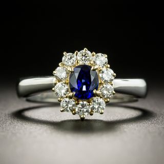 Estate .50 Carat Sapphire and Diamond Halo Ring - 3