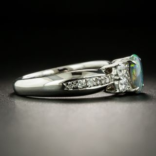 Estate .51 Carat Black Opal Cabochon and Diamond Ring