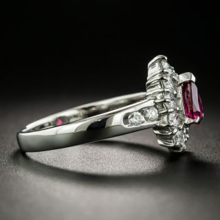 Estate .51 Carat Pear-Shaped Ruby Platinum Diamond Ring 