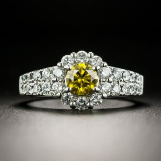 Estate .51 Carat Treated Yellow Diamond Ring - GIA - 1
